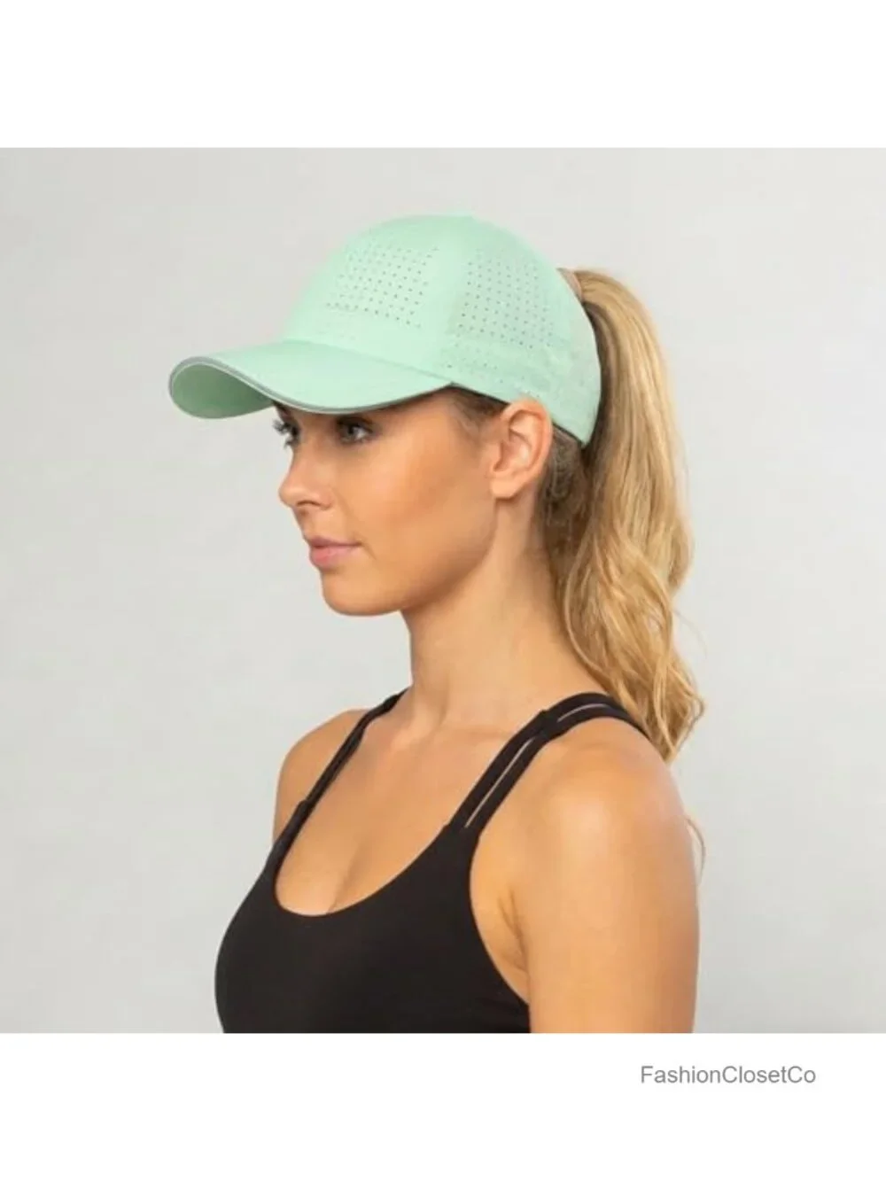 Criss Cross Ponytail Hat Reflective Baseball Cap Lightweight Quick Dry Mesh